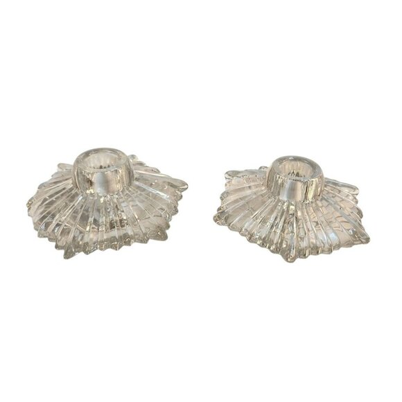 Fostoria Flame Pattern Low Candlestick Blocks 2545 George Sakier Design Art Dec - Picture 5 of 6